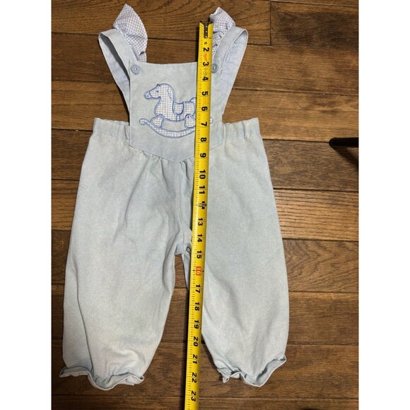 Vtg Texsis Karman Toddler Overalls Small Light Blue Rocking Horse Embroidered - Picture 4 of 6
